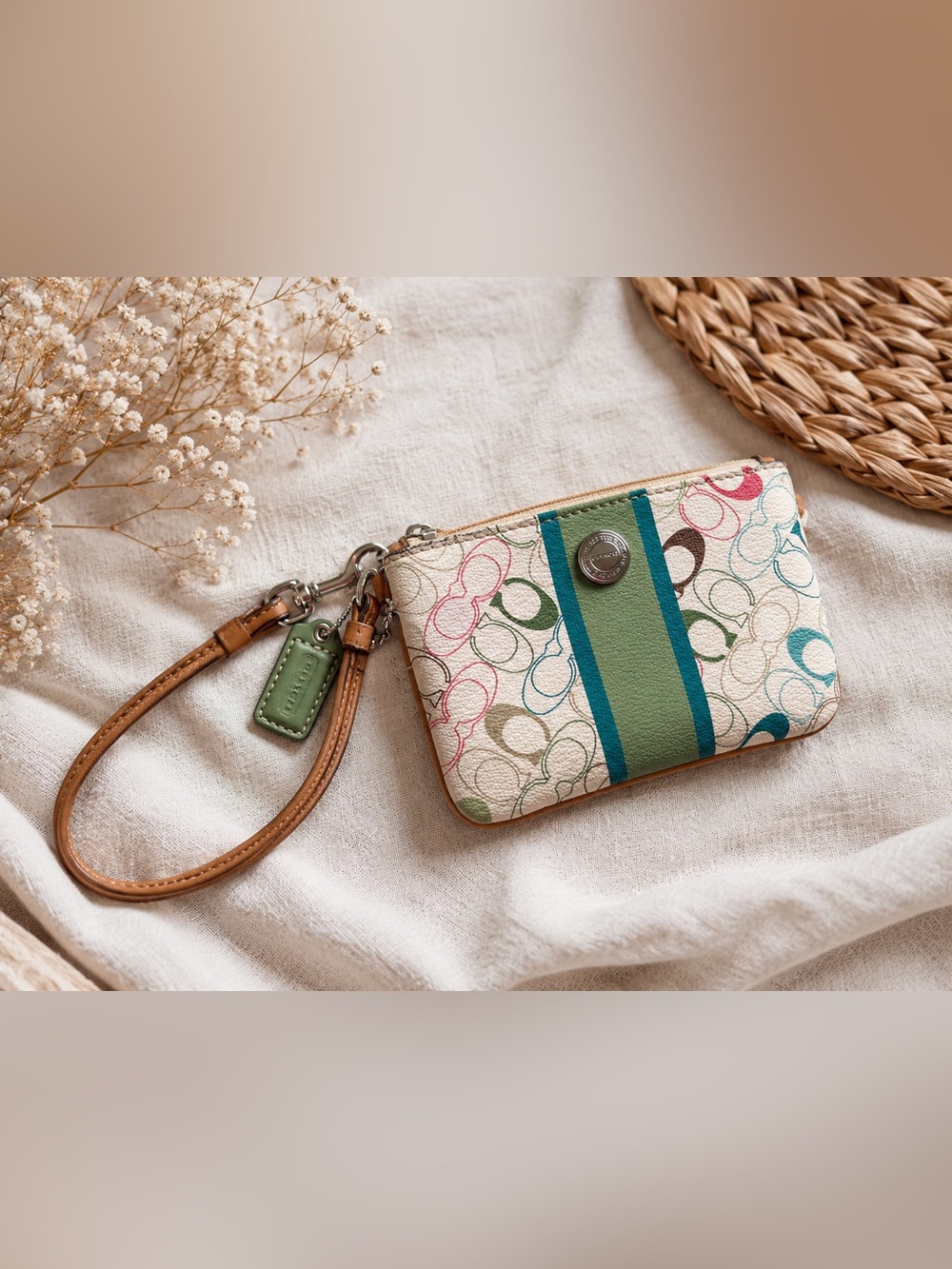 Coach Chelsea Signature Heritage Stripe Wristlet